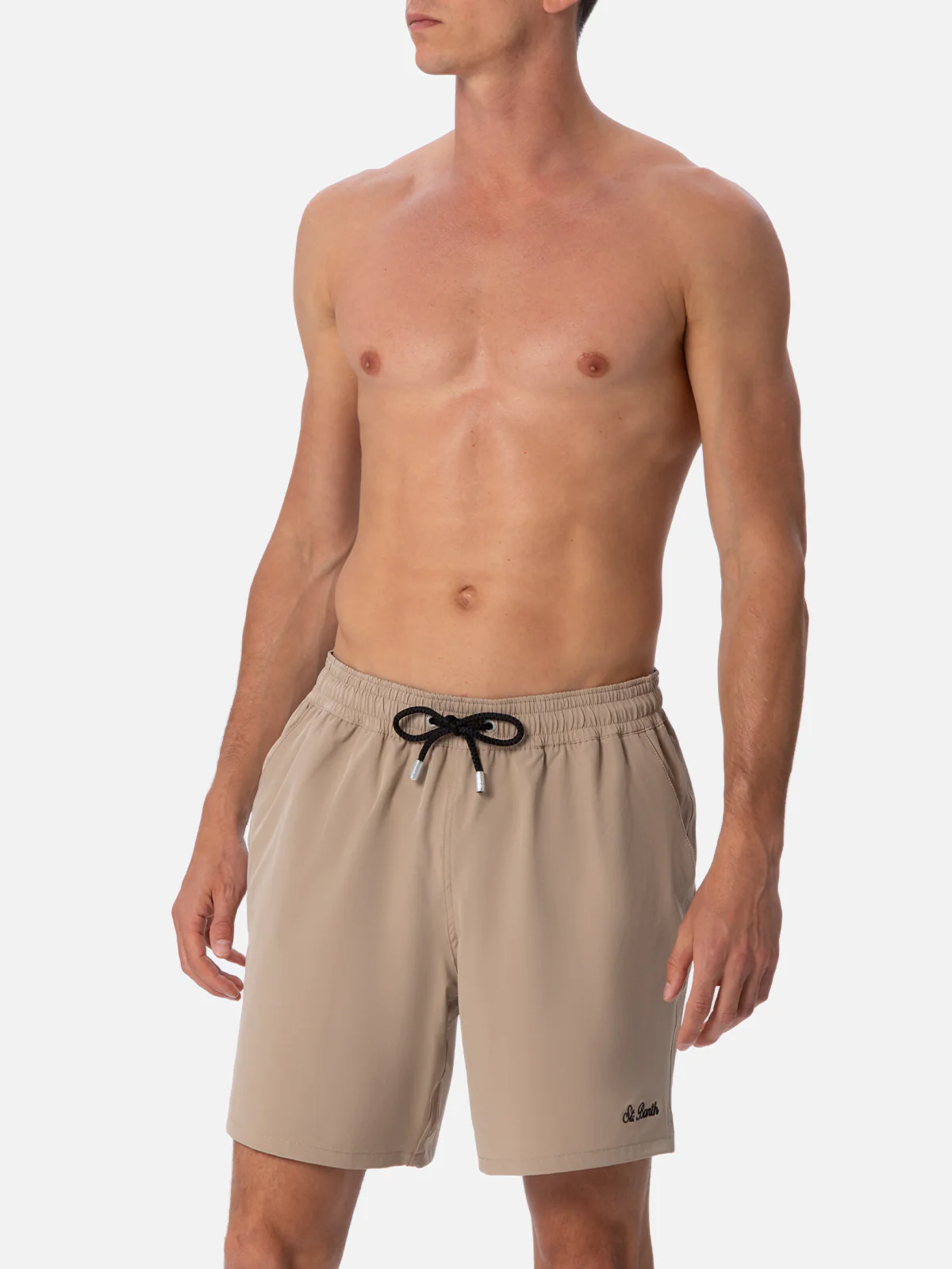 Klassiek stretch comfortabel beige kostuum