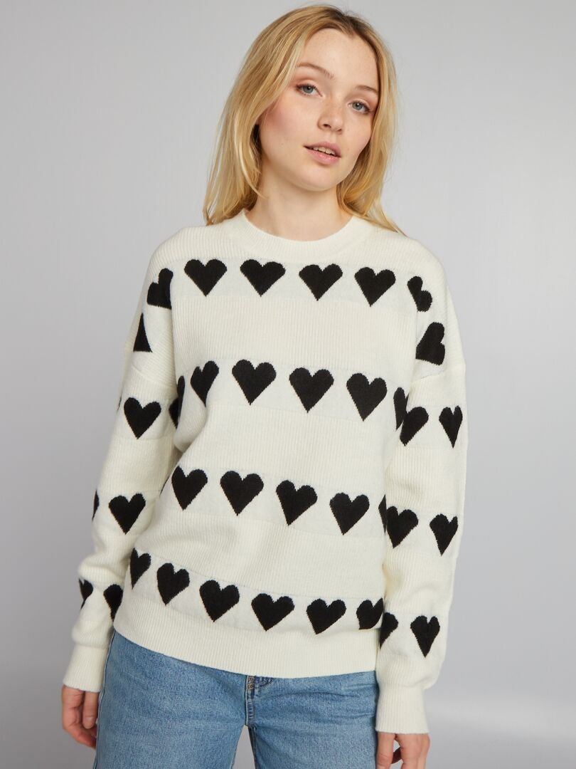 Sweter w kształcie serca - BEŻOWY