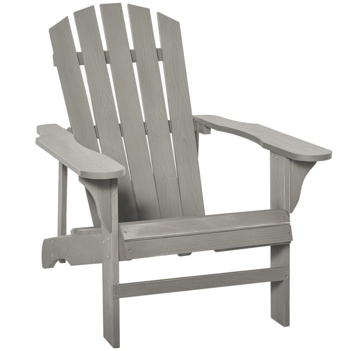 Outsunny - Gartenstuhl - Holz - 78x89x88cm - Grau