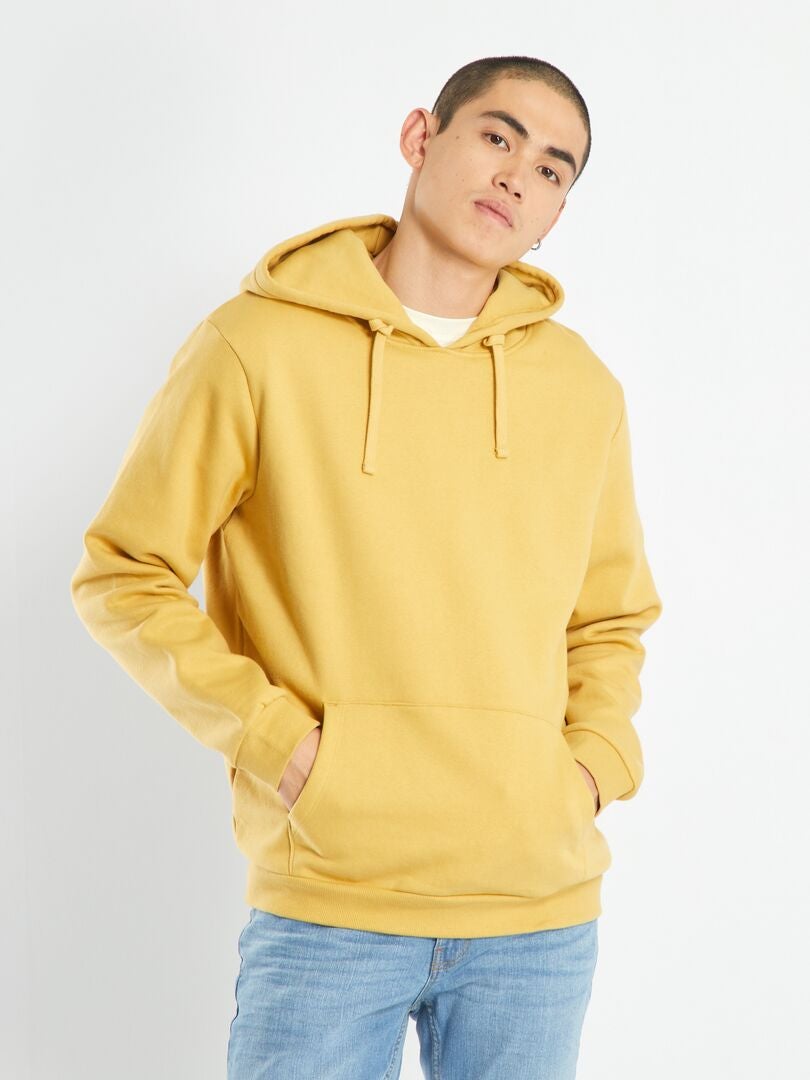 Bluza z kapturem i kieszenią kangurkową - ŻÓŁTA