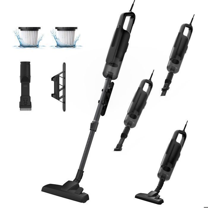 Aspiradora de mano con cable VersLife C8PRO 3 en 1, 600 W/30 kPa, 0,9 L, cable de 5 m de largo, botón de pie para cambiar al modo alfombra.
