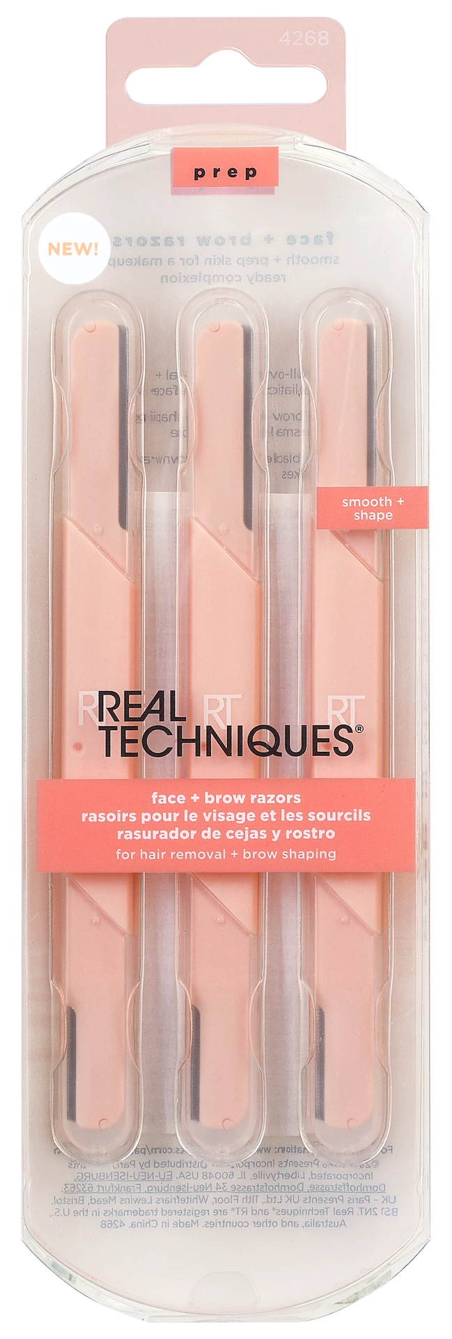 Arc- és szemöldökborotvák Világos Őszibarack - Real Techniques