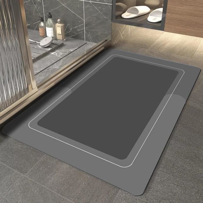 Tapis de Bain - Absorbant - Diatomite - AntidéRapant - 40 x 60 cm - Gris