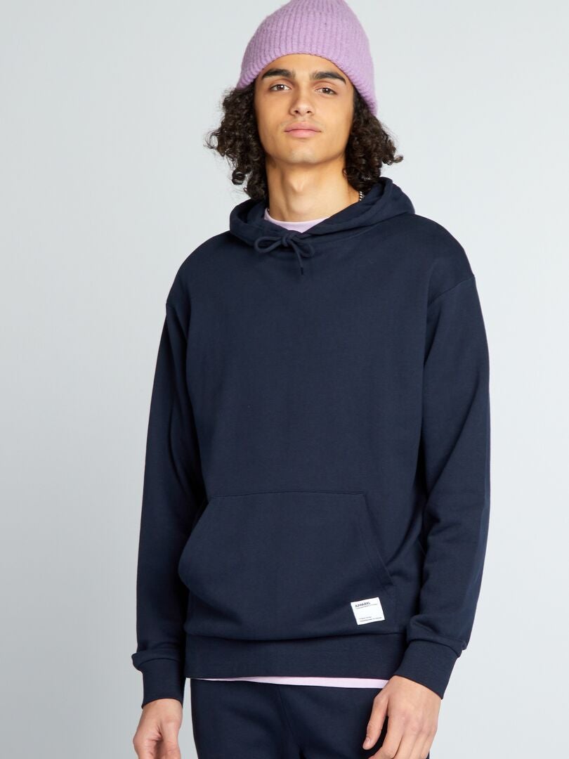Hoodie met geborduurde details - BLAUW