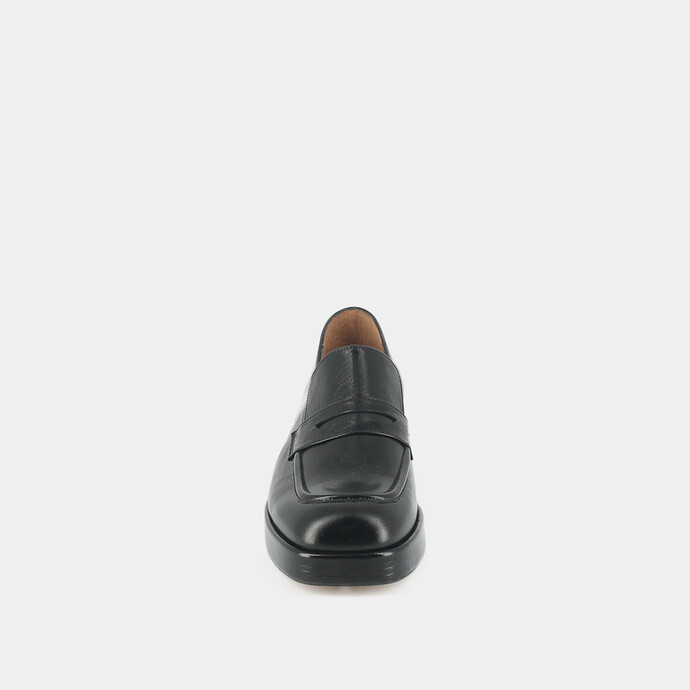 Mocassins à plateformes  en cuir vieilli noir