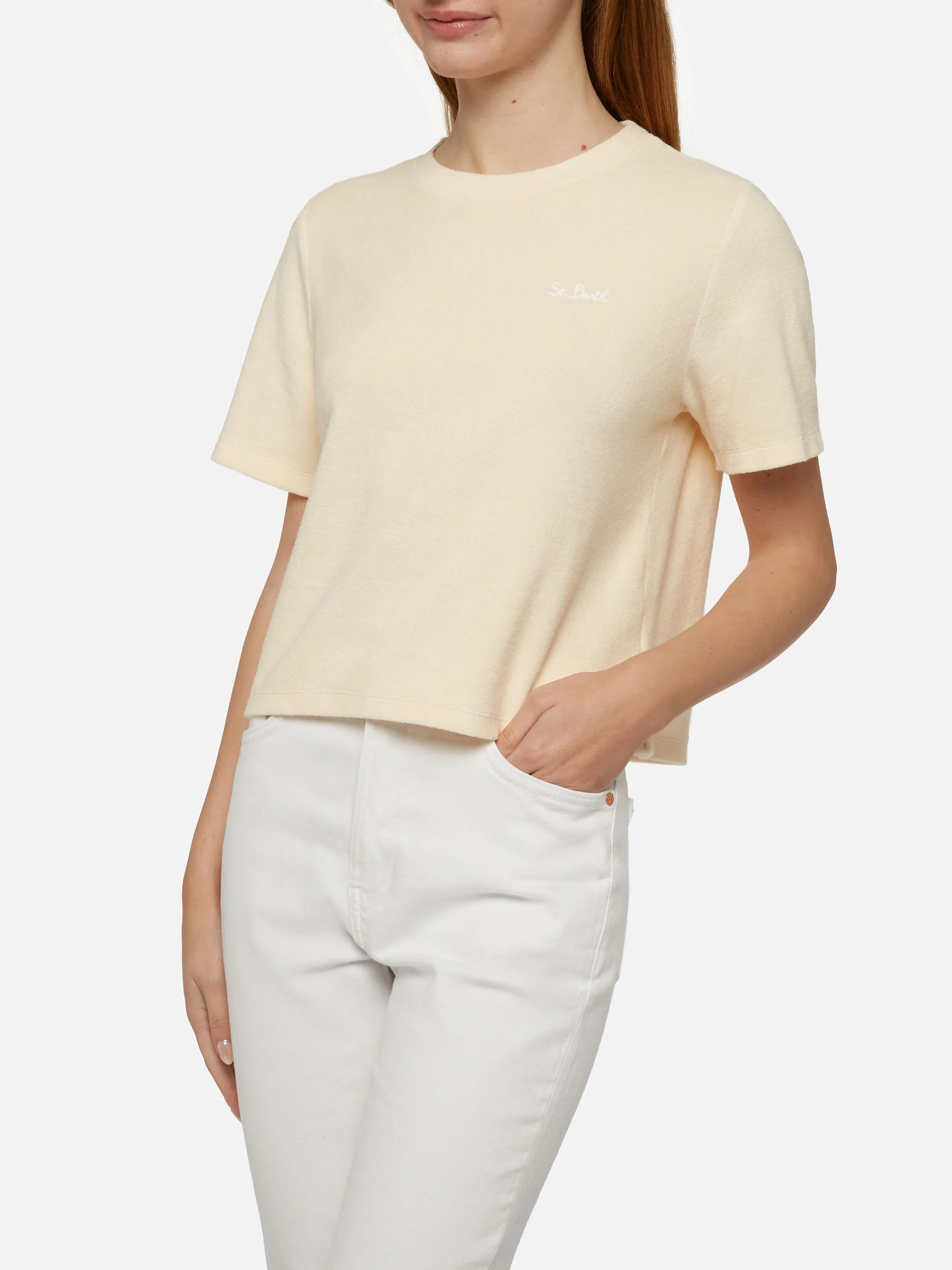Aleja beige katoenen badstof T-shirt