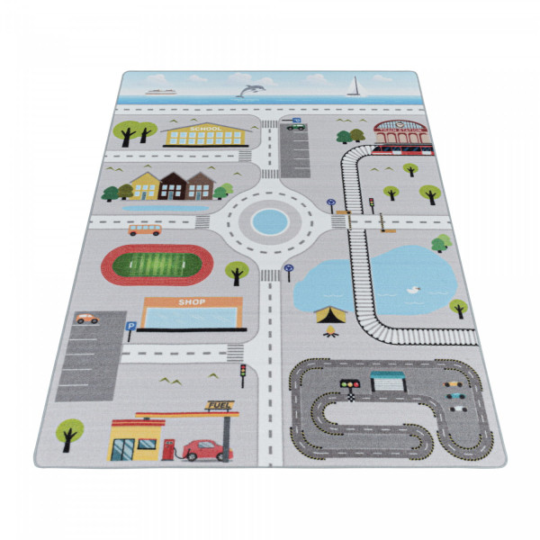 Dywan dziecięcy Play uliczki szary 120 cm x 170 cm