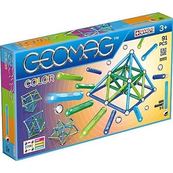 Juego de construcción magnética GEOMAG COLOR, 91 piezas