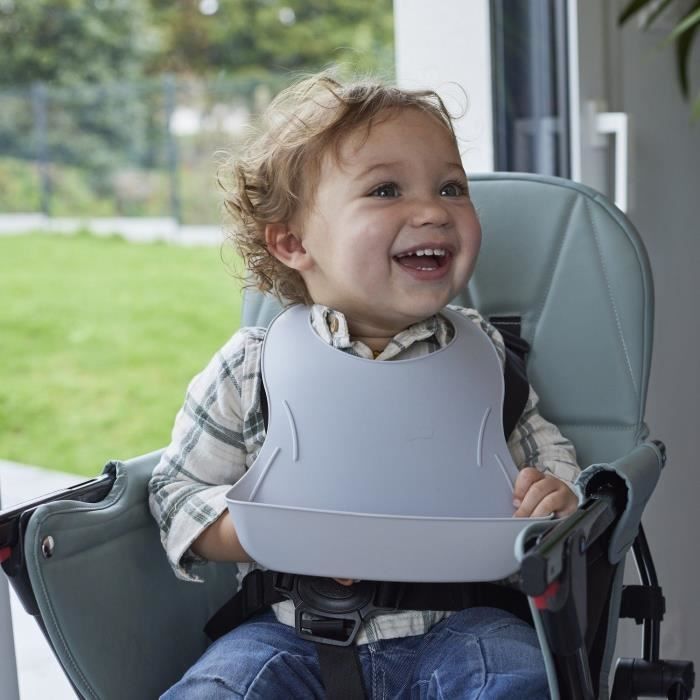 Set di 2 bavaglini - THERMOBABY - BIBOU - Verde celadon e Grigio charm - Regolabili e impermeabili