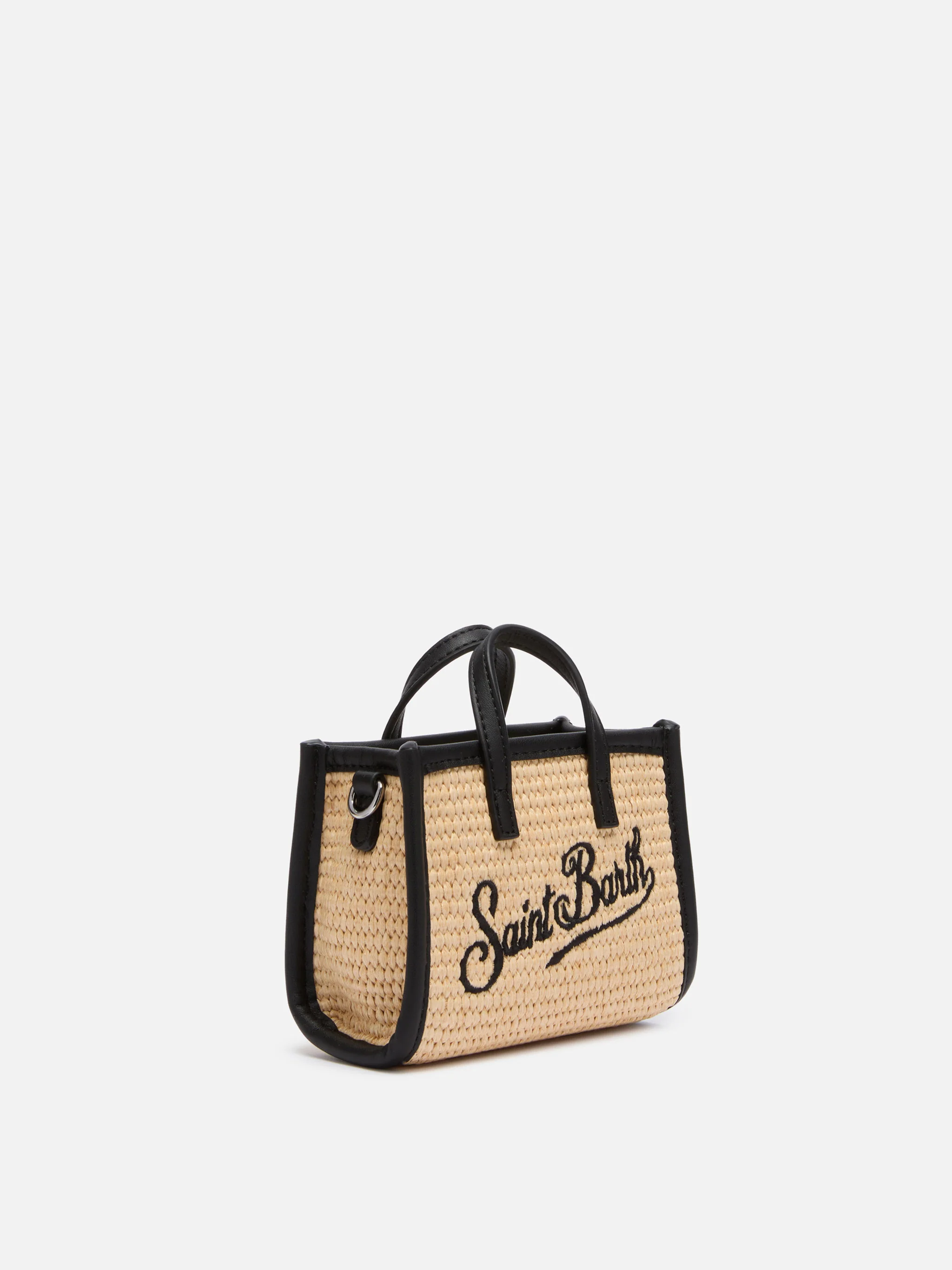 Vivian Micro beige tas met stro-effect