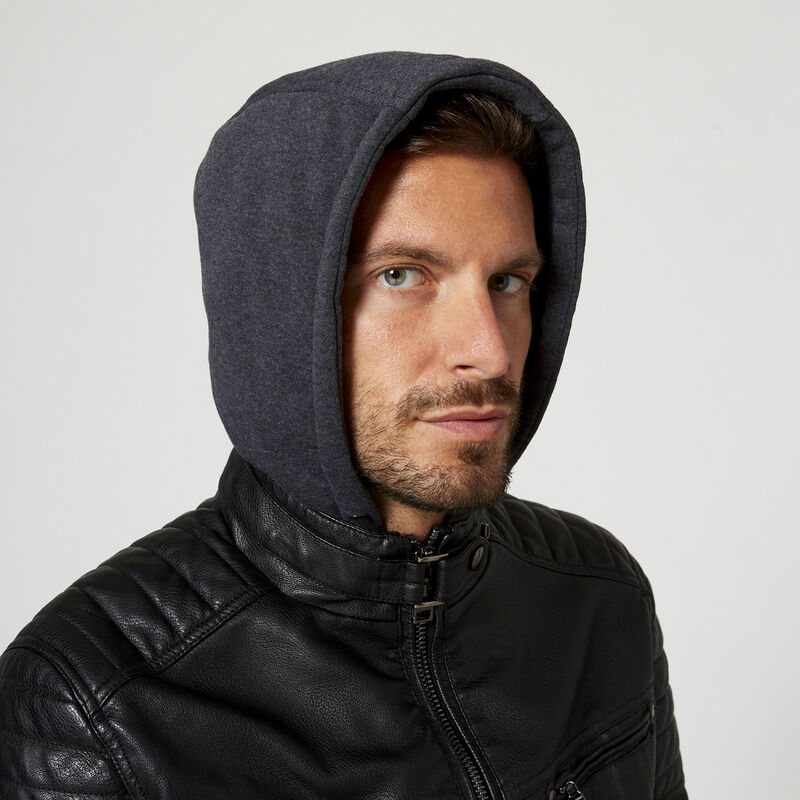 Giacca biker con cappuccio