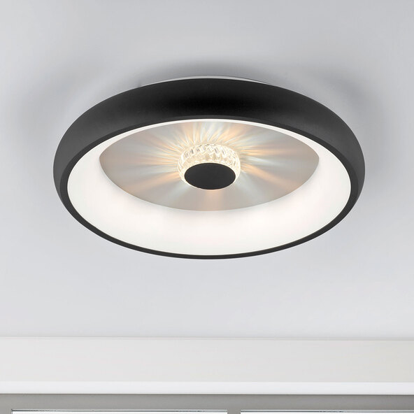 Lampă de tavan LED KUNEO Ø 45 cm, neagră