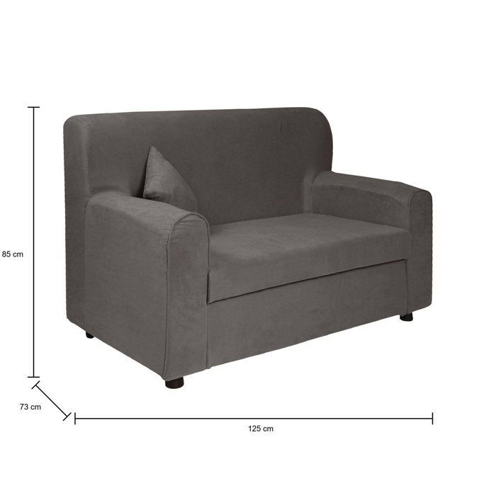 Dmora - Andreia 2-zits vaste bank, 125x73xh85 cm, grijs