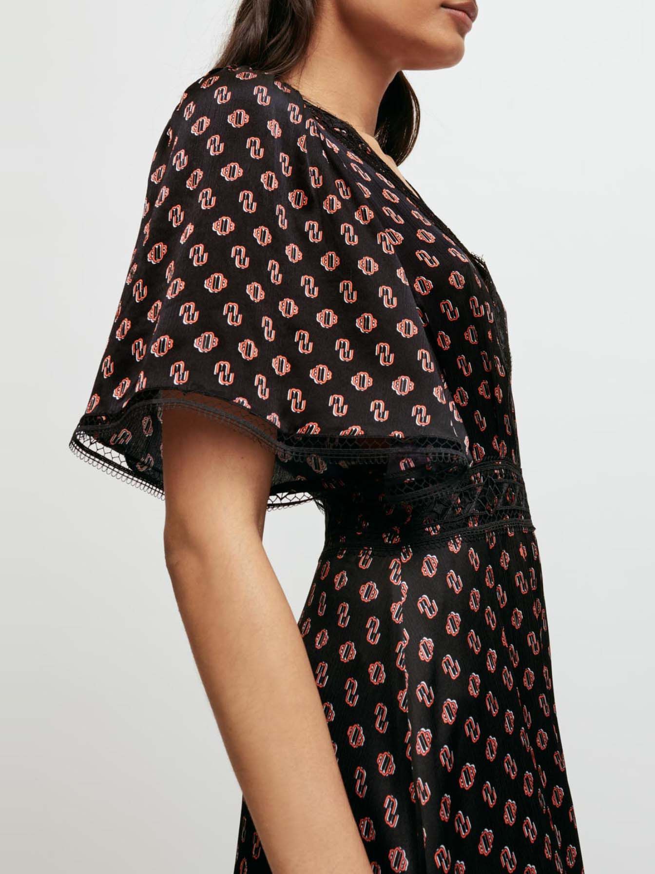 Zijden sjaaljurk met M-monogramprint M Noir petit