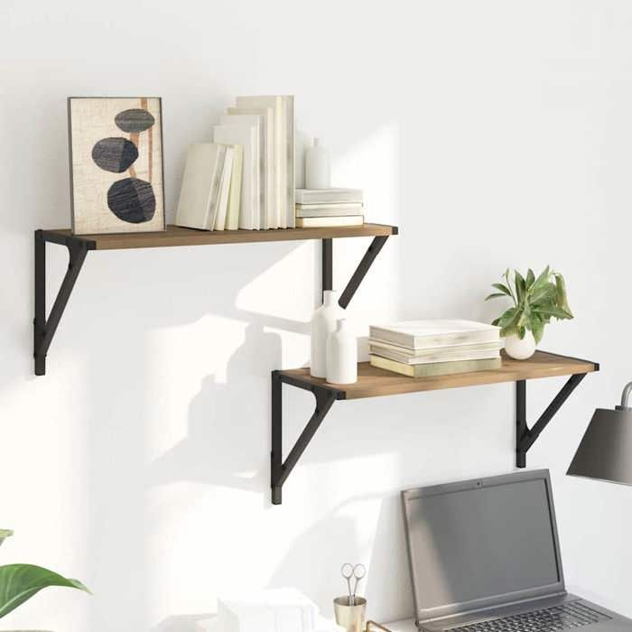 MOT12209 - Estantes de pared, 2 unidades, roble artesanal, 60 x 25 x 25,5 cm