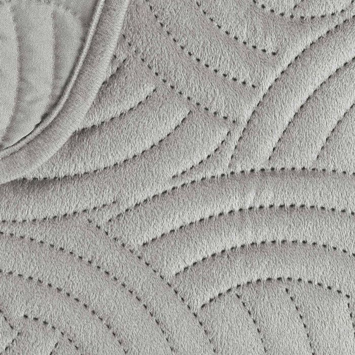 Bedspread 220x240 cm + 2 Cushion Covers - Velvet - Graphic Relief - Grey