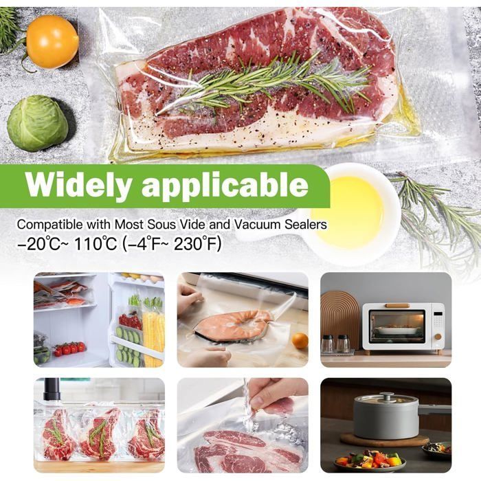 Sac Sous Vide Alimentaire, 10 Rouleaux 15X4/20X4/30X2/X300Cm Film Sous Vide Alimentaire, Approuvé Par La Fda, Lfgb, Rouleau[MA248]