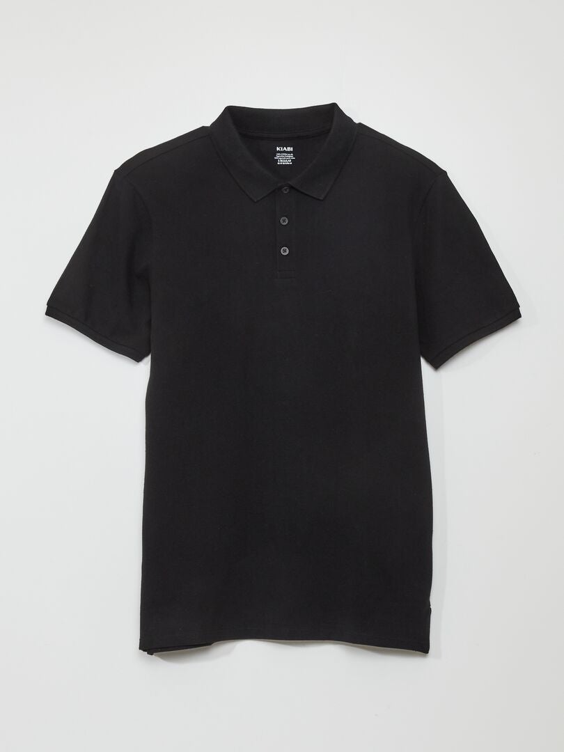 Camisa polo de algodão piqué - preta