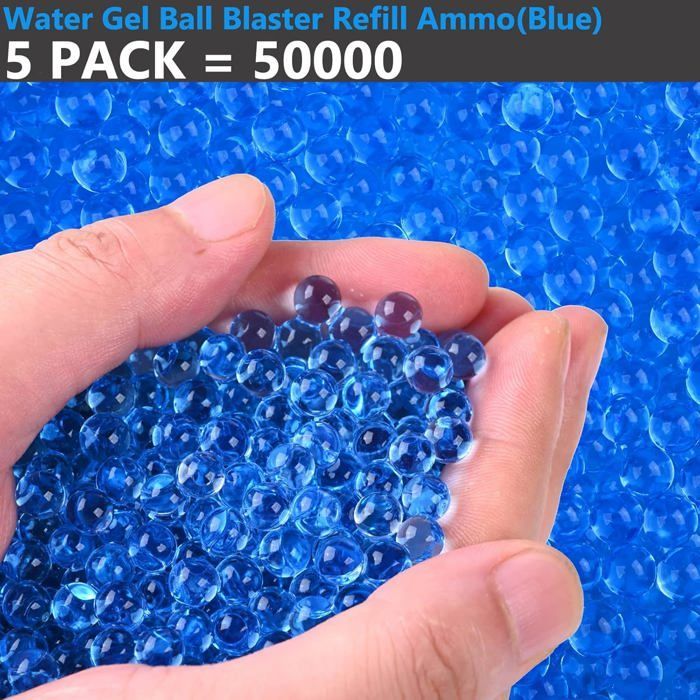 Bolas de gel Blaster, 50.000 unidades, 7-8 mm, azules, paquete de 5 bolsas