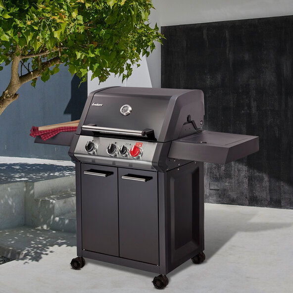 Plynový gril Monroe Black ProX 3 KR Turbo, včetně ochranného krytu proti povětrnostním vlivům