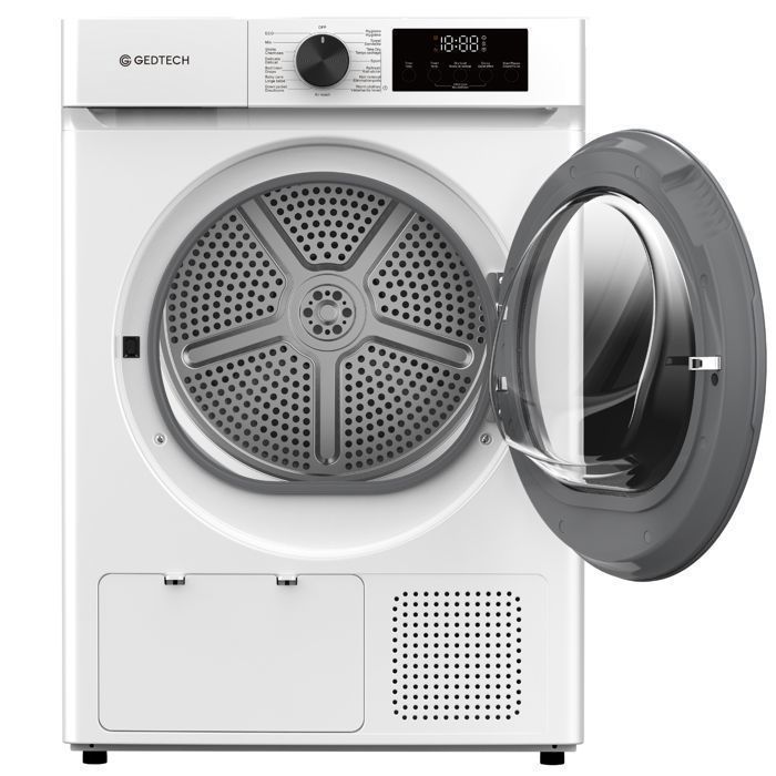 Secadora de roupa com bomba de calor GEDTECH SL9HPE - 9 kg - 60 cm de largura - 16 programas - Início programado - Grande capacidade - Classe energética E