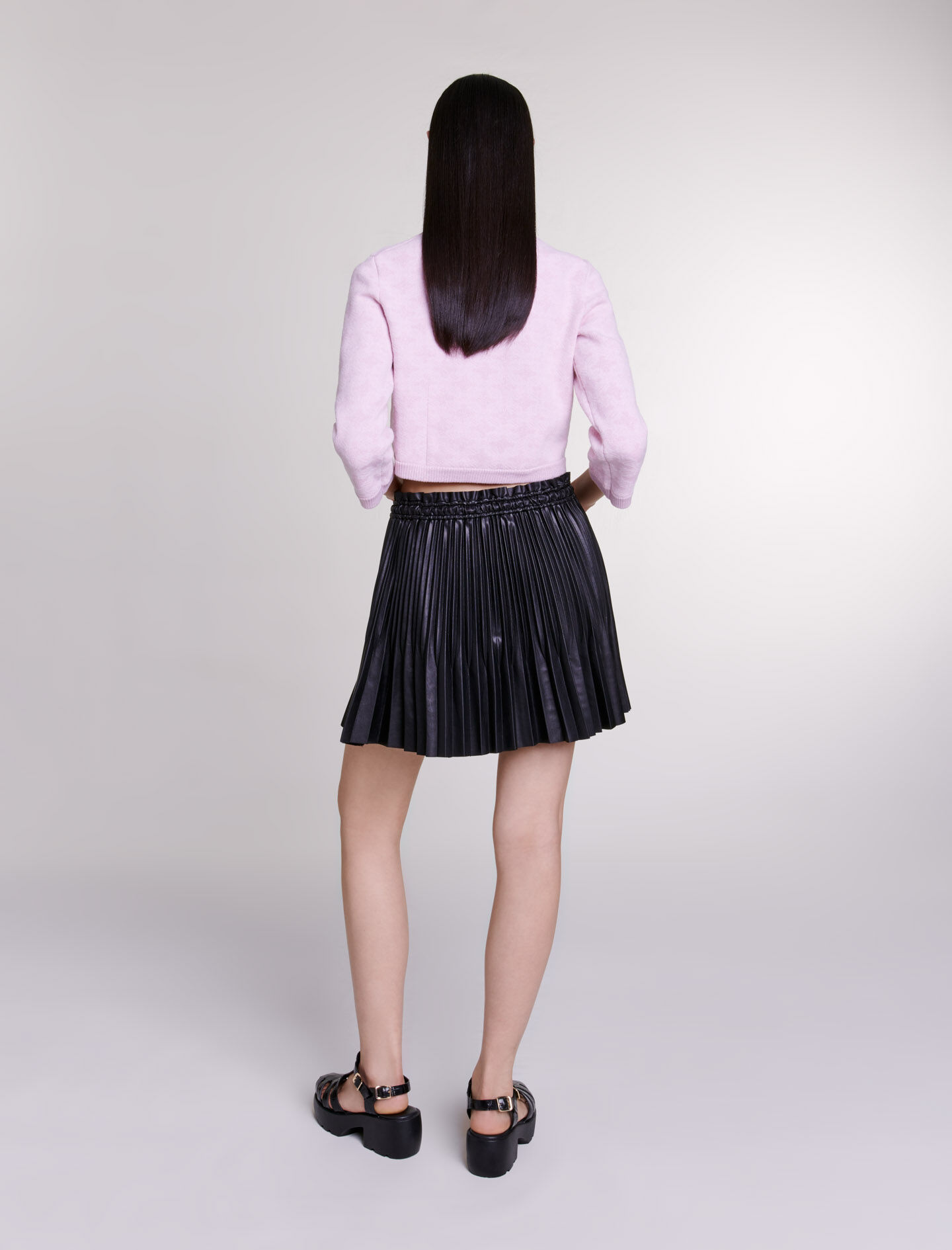 Cardigan tricotat cu efect jacquard - Roz deschis