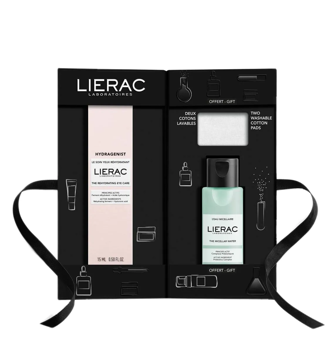 Lierac Demakijaż (Hydragenist Krem pod oczy + Płyn micelarny + Bawełniane płatki)
