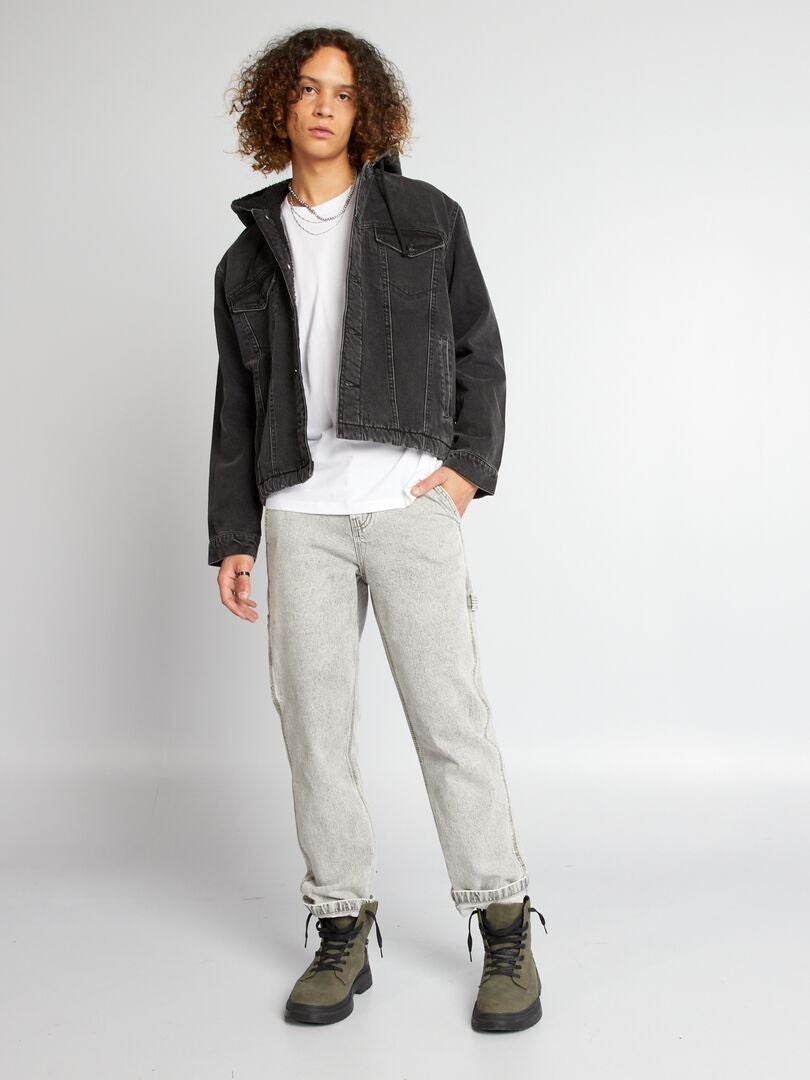 Denim jack met capuchon - Zwart