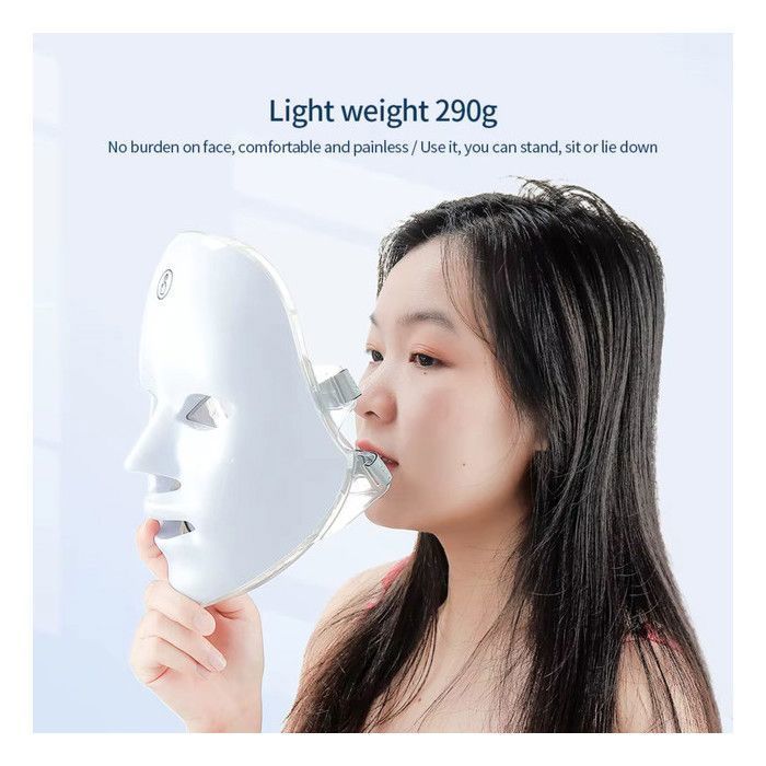 Masque LED Visage Anti-Âge 7 Couleurs – Thérapie Lumière Rouge, Anti-Rides, Anti-Acné, Raffermissant, Soin Peau à Domicile