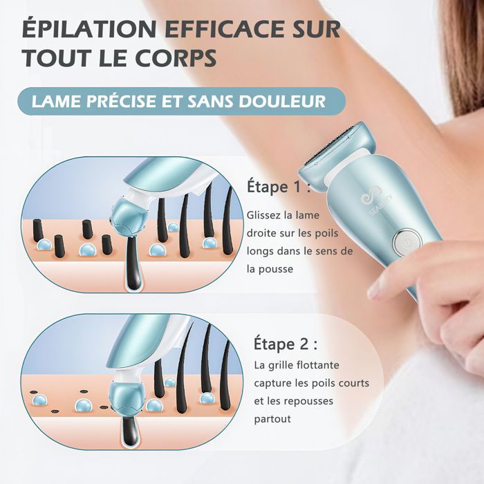 Aparador Elétrico Feminino - Recarregável e Indolor para a Área do Biquíni - À Prova d'Água IPX7 - Para Rosto, Braços, Pernas, Axilas e Linha do Biquíni