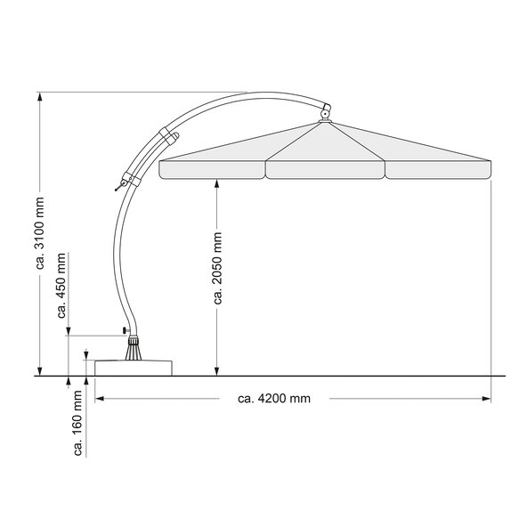 Easy Sun zweefparasol, inclusief voet, grijs