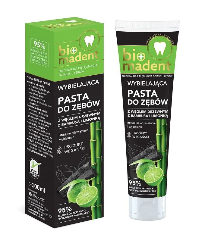 BIOMadent Pasta do zębów z Węglem Drzewnym z Bambusa i Limonką Wybielająca