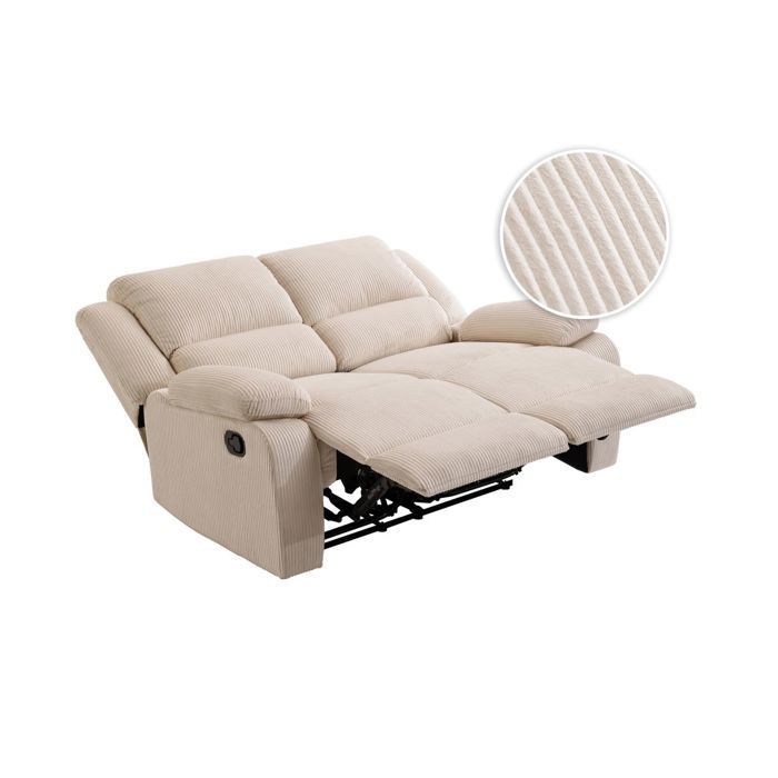 RELAXXO - LEO Sofá reclinable manual de 2 plazas en pana - beige