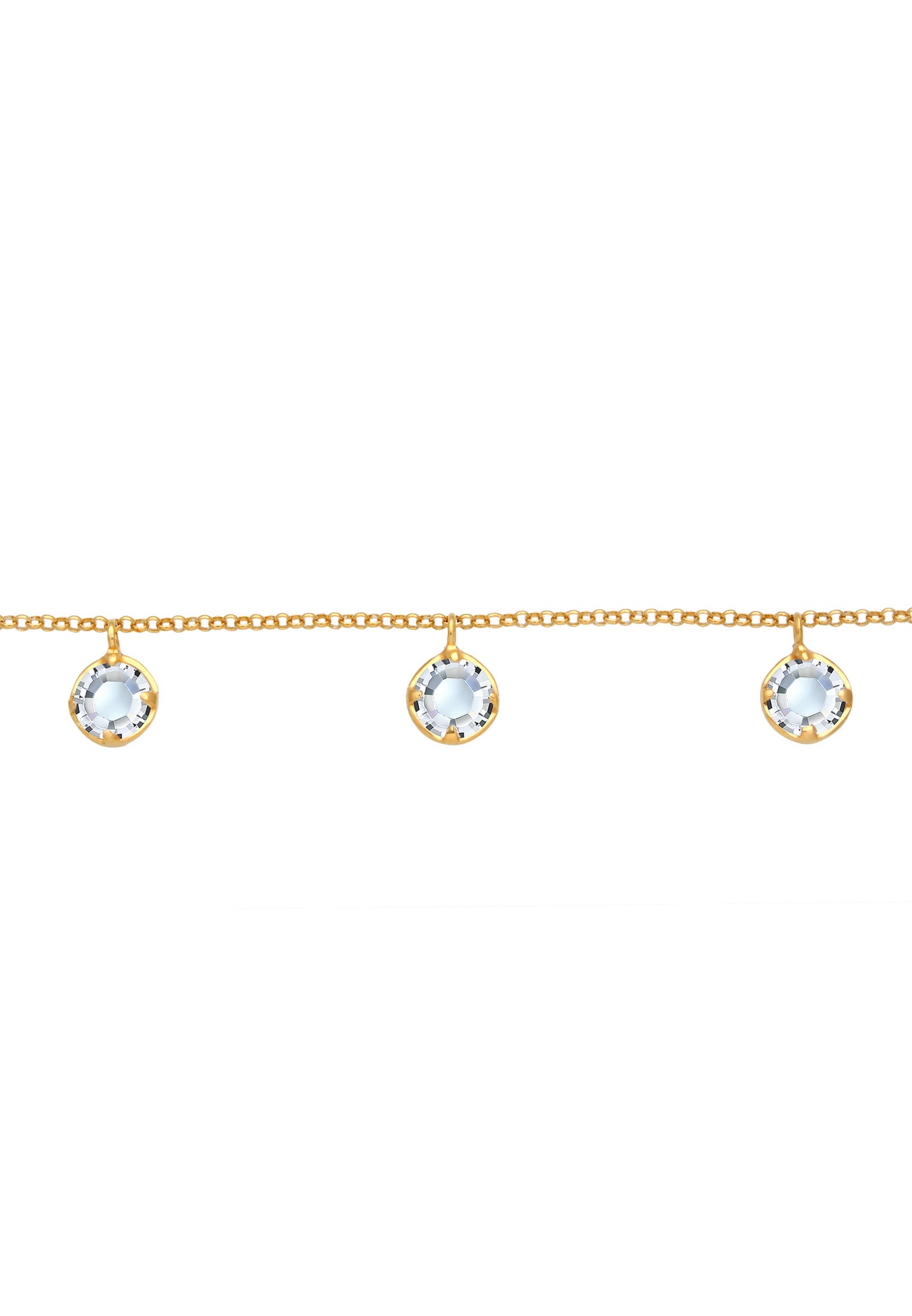 Elli Choker Pendentifs Minimal Basic avec des Cristaux Collier Femme - (925/1000) Argent Plaqué Or