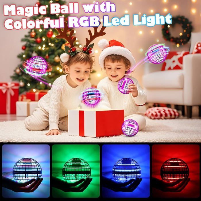 Boule Volante,Jouet Lumineux, Boule Magique，Magique Mini Drone Cadeau Enfant,Flying Boomerang Hand Spinner Jeux Extérieur Intérieur