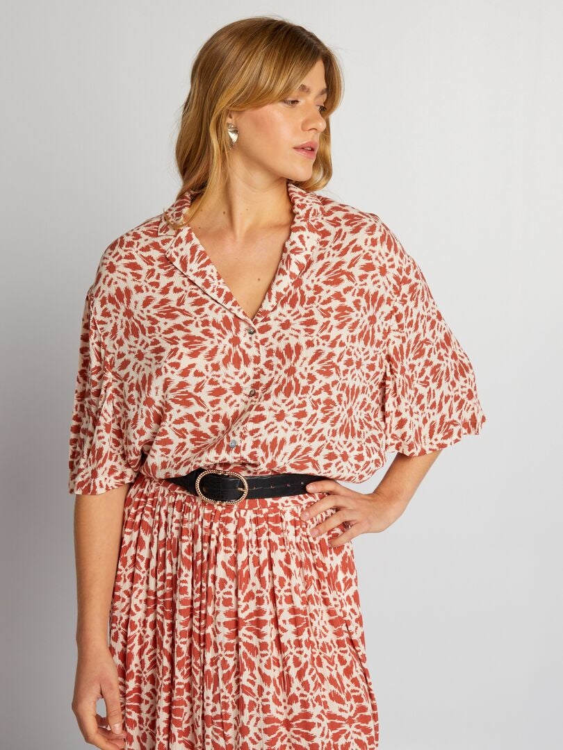 Crêpe blouse met pyjamakraag - ROOD