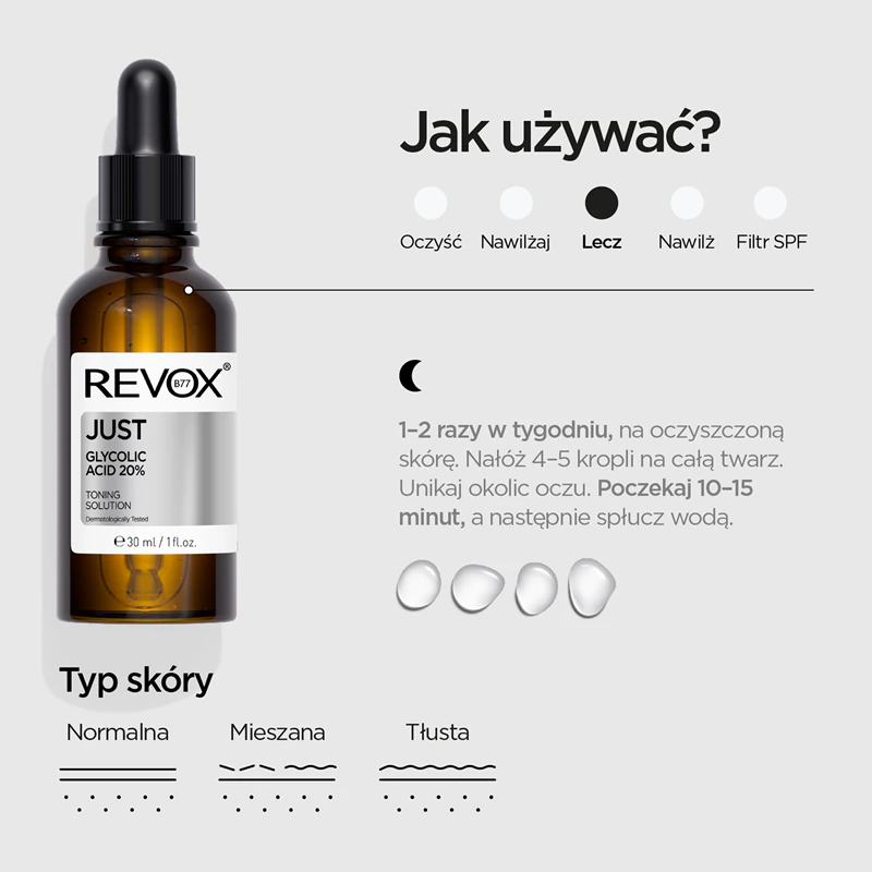 Revox B77 JUST Sérum facial suavizante e esfoliante com 20% de ácido glicólico