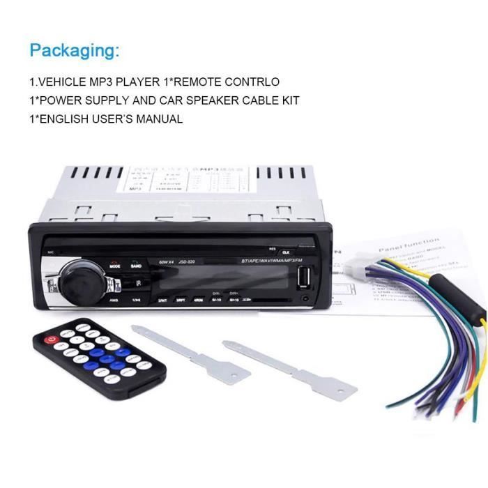 Autorradio Bluetooth, estéreo para coche de 4x60W con vídeo, radio FM, reproductor de MP3 con USB-SD-AUX, llamadas manos libres y mando a distancia.