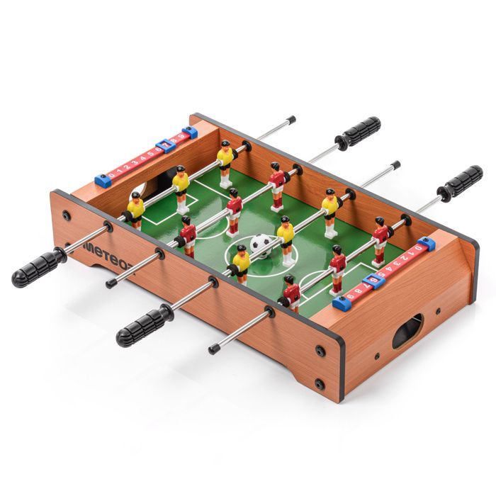 METEOR Derby Tafelvoetbaltafel - Draagbaar en lichtgewicht - 6 spelers - Compact - Natuurlijk hout