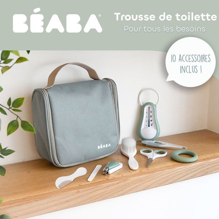 Trousse de toilette - BEABA - 10 accessoires - Vert sauge