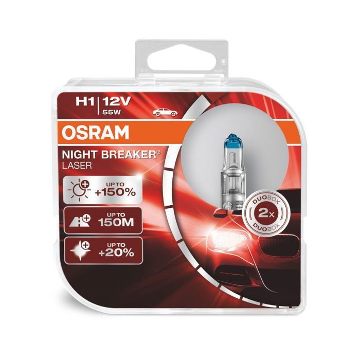 2 bombillas para faros delanteros de coche NIGHT BREAKER LASER H1 - Osram - Halógenas de 12 V