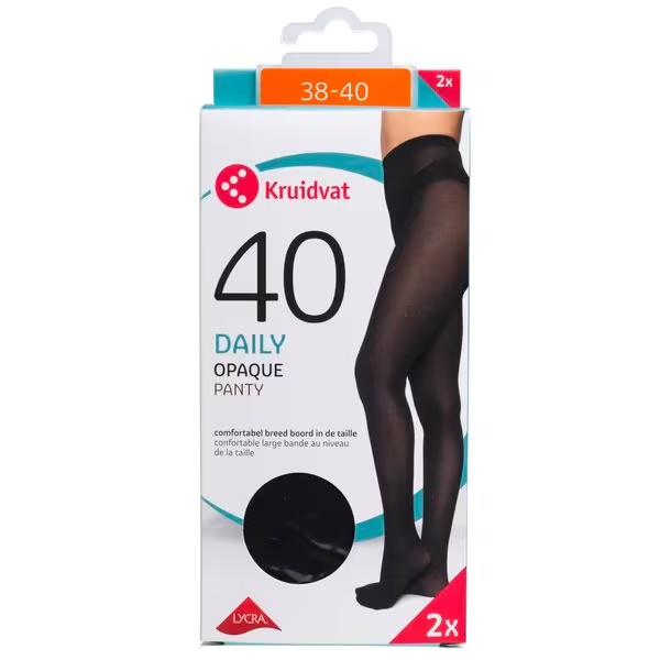 Kruidvat Daily Opaque хулахопке од 40 Den, црне, величина 38-40, 2 комада