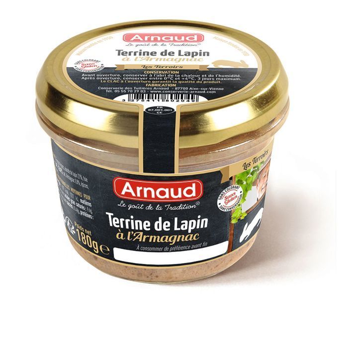 Arnaud - Pak van 6 konijnenterrines met armagnac - Pot van 180 g