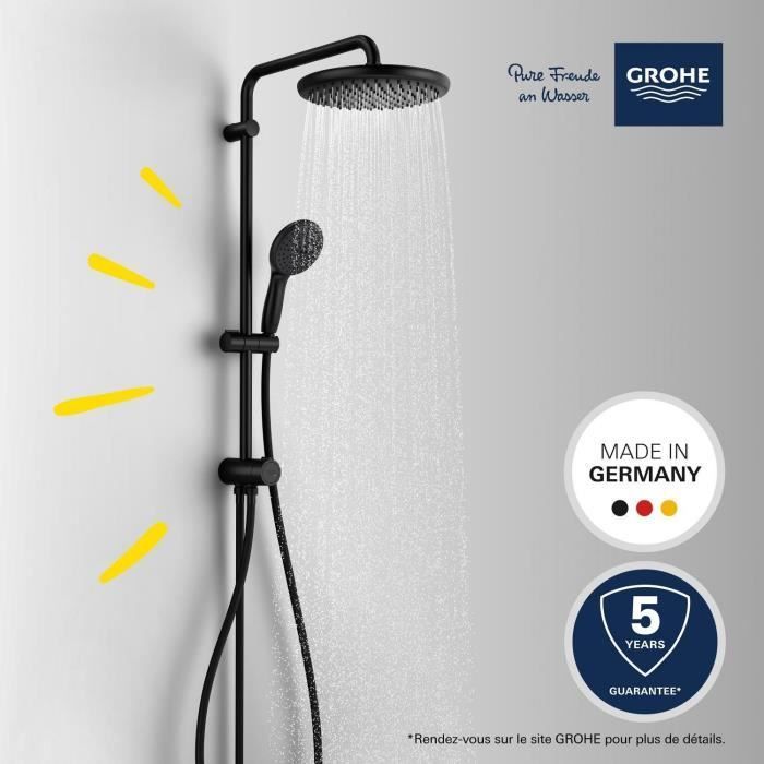 Douchekolom met handmatige omstelkraan - Waterbesparend - GROHE Vitalio Start System 250 - Matzwart - 266802431