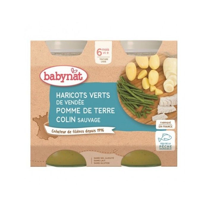 Judías verdes Babybio de Vendée, patatas, bacalao 2x200g