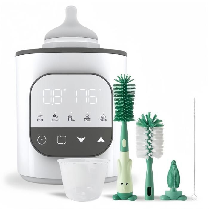 Multifunctional bottle warmer and sterilizer - 200W - Includes bottle brush and measuring cup - Ideal for baby bottles and meals