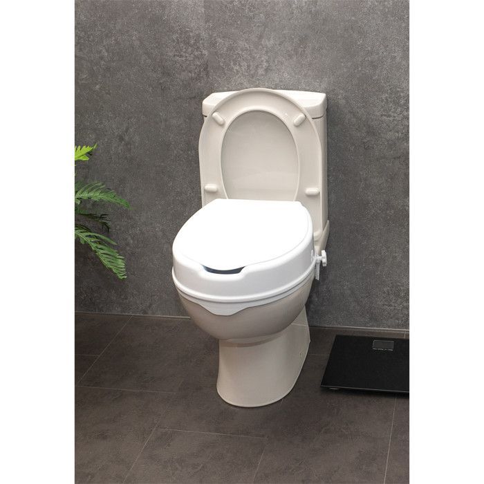 Asiento de inodoro elevado de plástico blanco Senator con tapa - Altura 10 cm