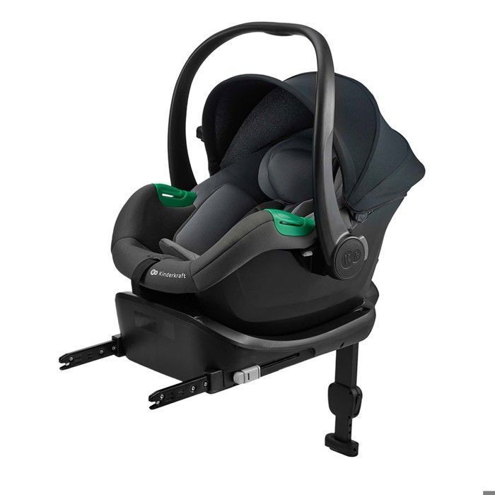 Silla de coche infantil Kinderkraft MINK PRO 2 i-Size (40–87 cm) + base ISOFIX MINK FX 2, H-GUARD+, SPS+, ultraligera (3,2 kg), gris.