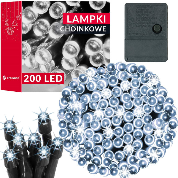 Lampki świąteczne 200 Led biały zimny 15,5 m oświetlenie