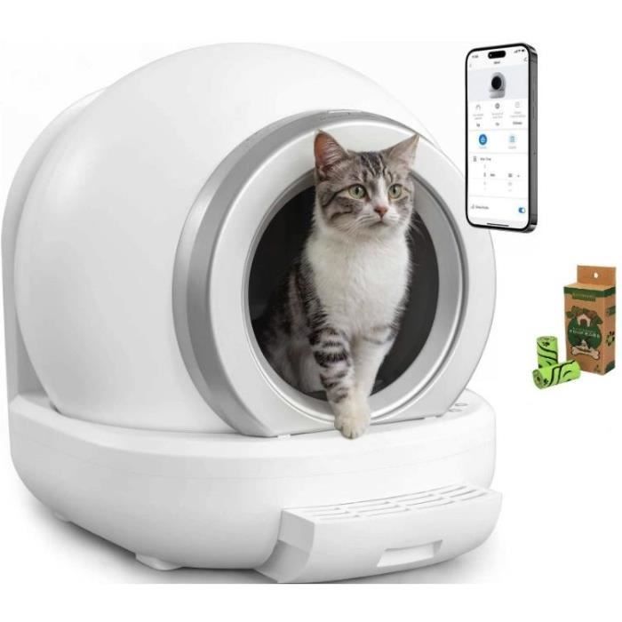 KITTY - Arenero autolimpiable para gatos, 65 L, extraíble y lavable - Conectividad mediante aplicación - 57 x 50 x 53 cm